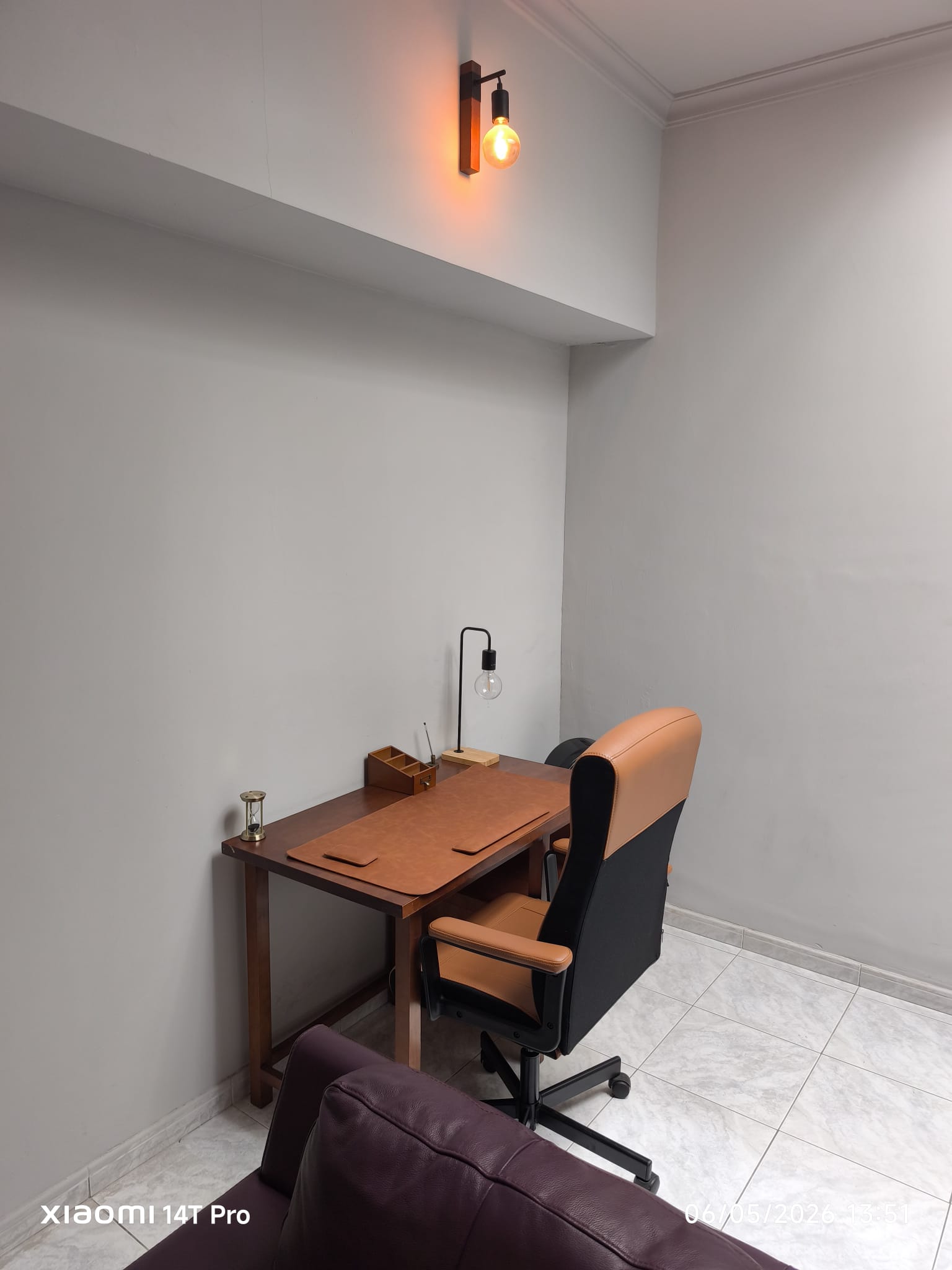 Private dedicated desk with ambient lighting